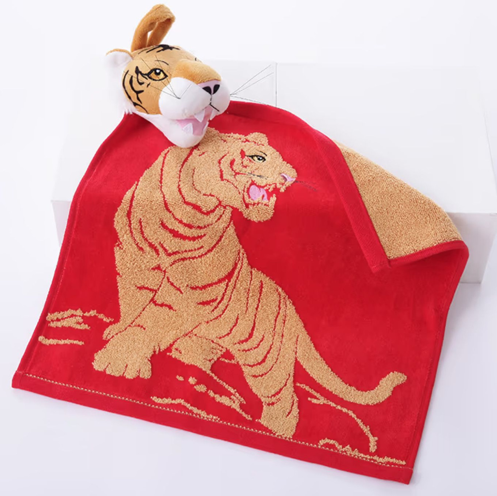 Утренняя заря Полотенце для лица, рук утренняя заря - полотенца для рук с тигром, Хлопок, 36x36 см, красный, #1