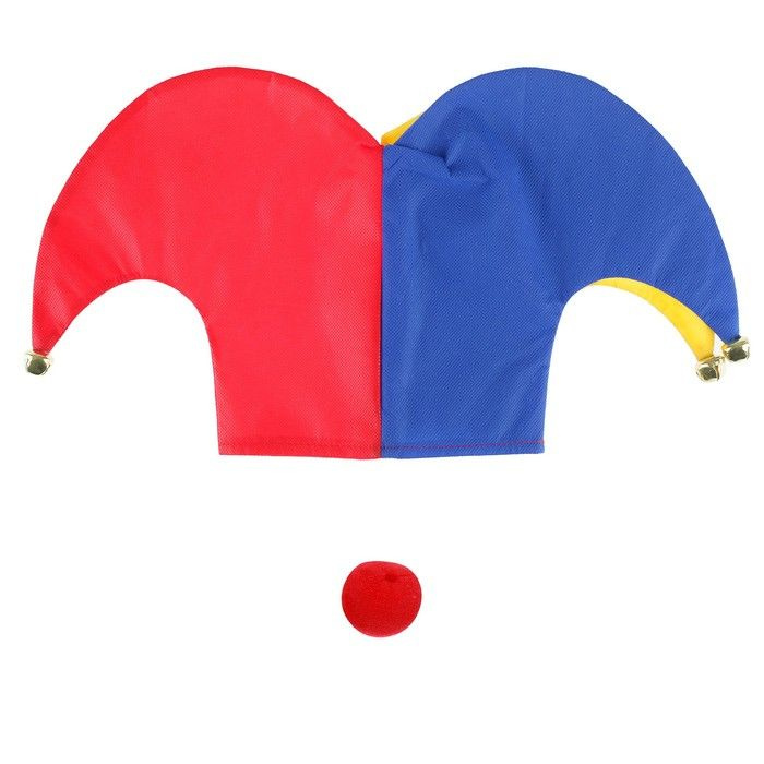 Карнавальные аксессуары КНР "Клоун", 2 предмета, нос, шапка, размер 56-58  #1