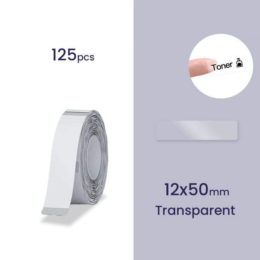 Этикетки для термопринтера Niimbot H1S/D110(M)/ D11(H)/ D101 12*50 прозрачные 125 штук  #1