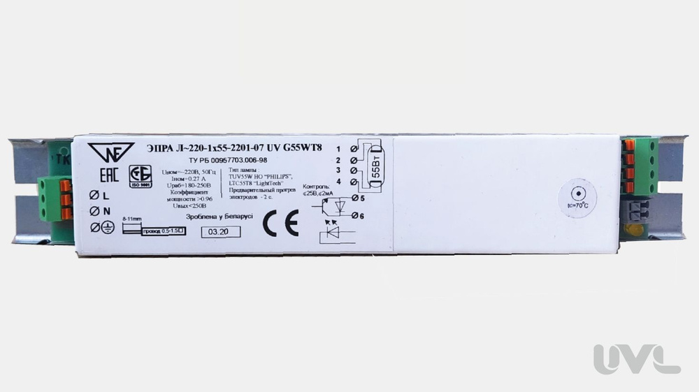 ЭПРА (блок питания, балласт) для УФ ламп мощностью до 55 Вт (ЭПРА Л-220-1х55-2201-07)  #1