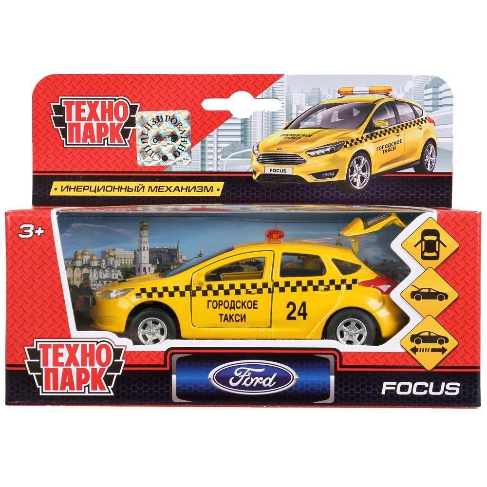 Машина металлическая, Ford Focus Хэтчбек Такси, 12 см, 3+ #1