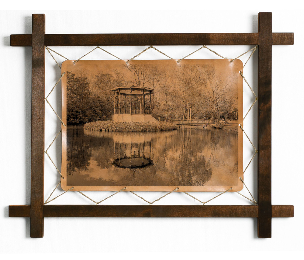 Картина Парк Вондела, гравировка на натуральной коже, интерьерная для ...