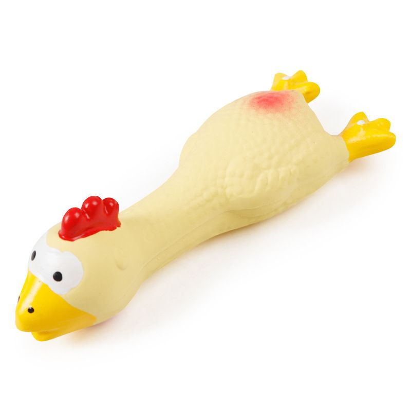 Игрушка "Курица", 180 мм желтая для собак мелких и средних пород с пищалкой из латекса  #1