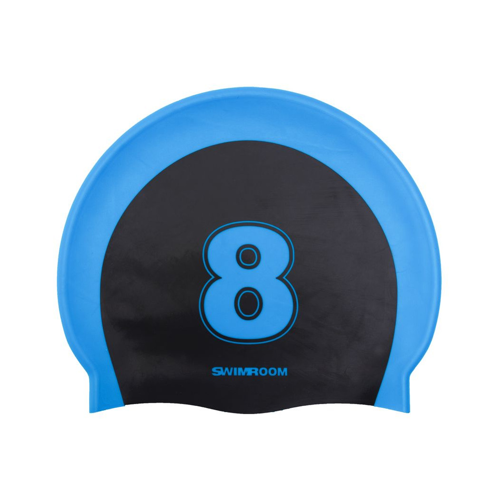 Силиконовая шапочка для плавания / бассейна SwimRoom "8", цвет черный/синий  #1
