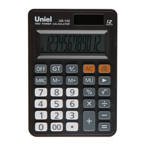 Калькулятор настольный, 12 разрядов, питание двойное, 120*83*22 мм UD122, 1 шт. в заказе  #1