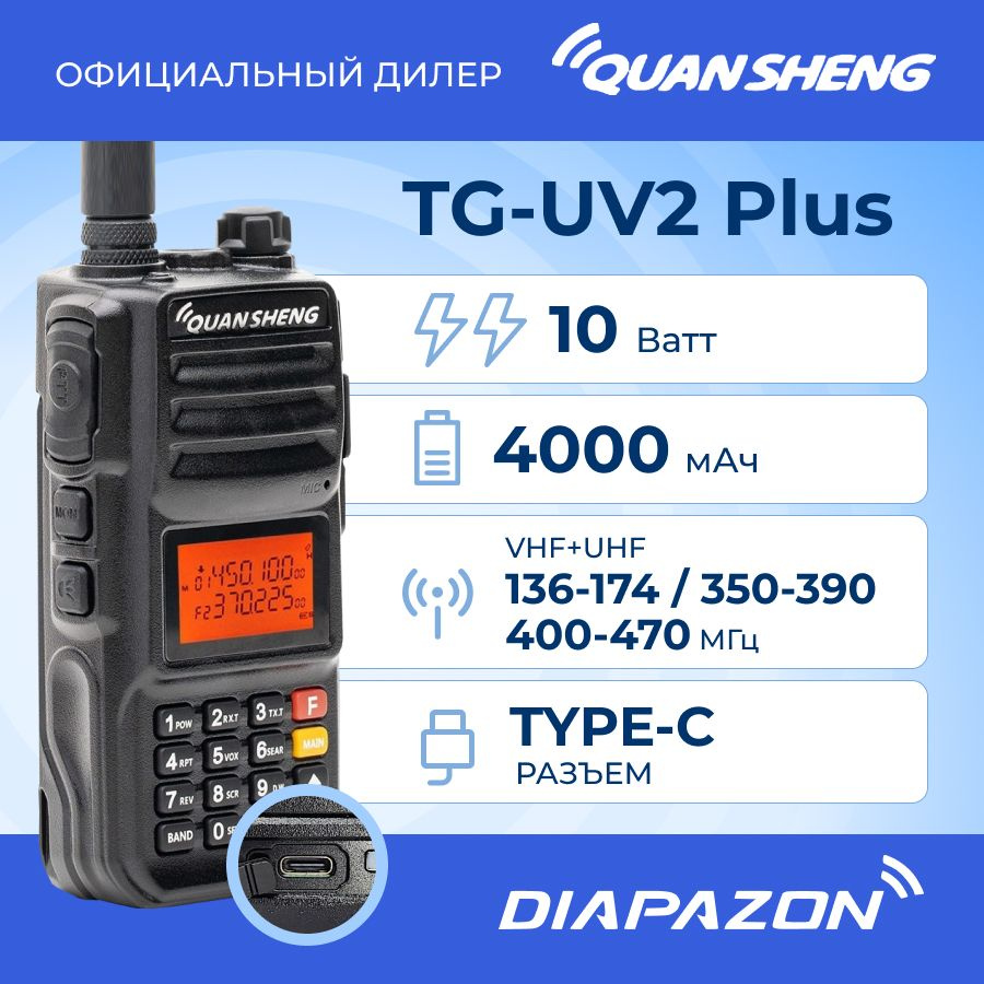 Радиостанция QUANSHENG TG-UV2-Plus, 128 каналов - купить по доступным ценам  в интернет-магазине OZON (321759379)