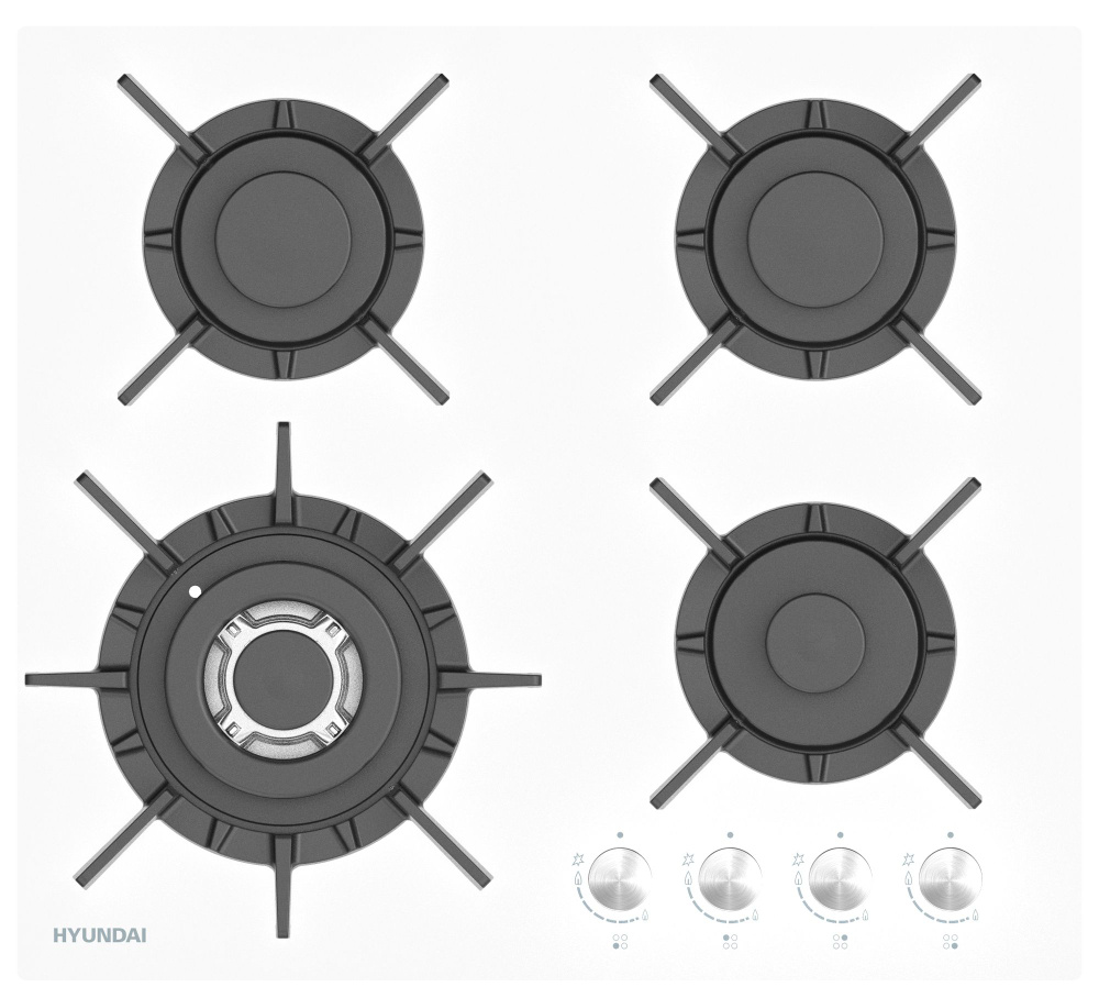 Hyundai Газовая варочная панель Варочная поверхность газ. HHG 6437 WG белый, белый  #1