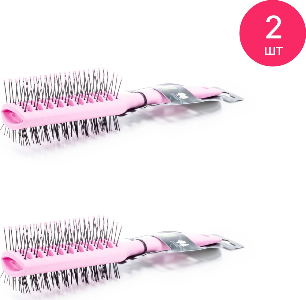 Расческа вентиляционная Lei / Лей двухсторонняя с пластиковыми зубчиками розовая 23см / уход за волосами #1