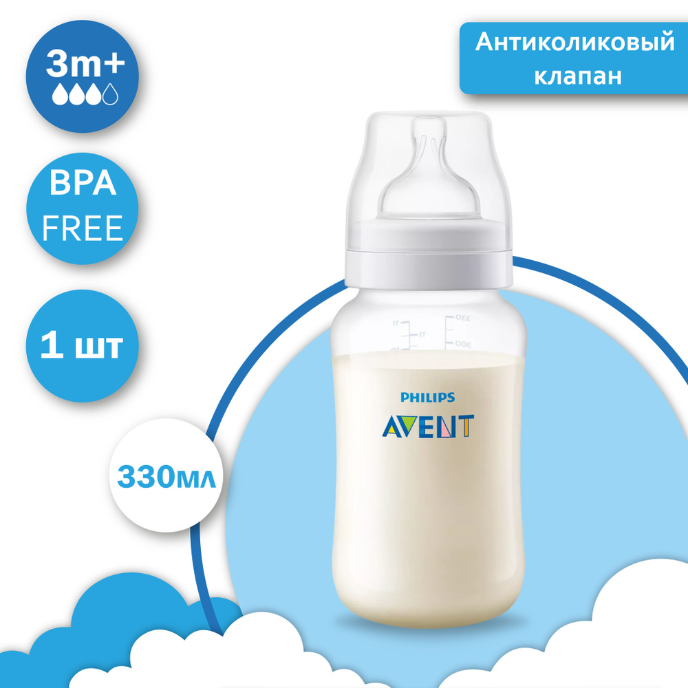 PHILIPS AVENT бутылочка для кормления SCY106/01 Anti-colic, 3 мес.+, 330 мл, 1 шт  #1