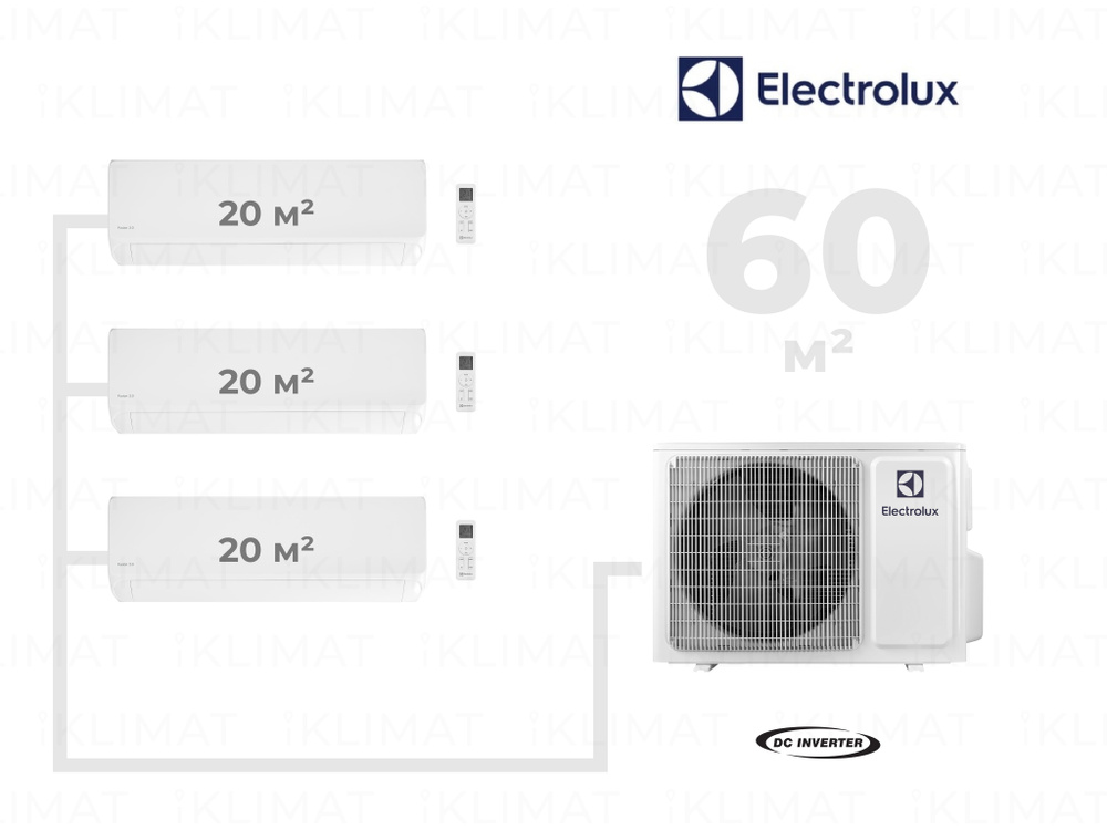 Инверторная мульти сплит-система Electrolux на 3 комнаты (20 м2 + 20 м2 + 20 м2), EACO/I-24 FMI-3/N8_ERP #1