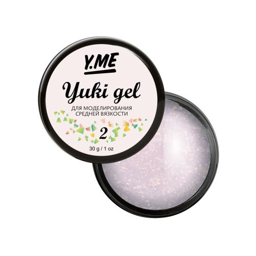 Y.ME Гель моделирующий Yuki Gel 02 (молочный) 30 мл / с хлопьями юкки, для наращивания и укрепления ногтей #1