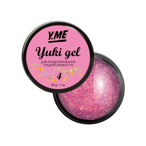 Y.ME Гель моделирующий Yuki Gel 04 (розовый) 30 мл / с хлопьями юкки, для наращивания и укрепления ногтей #1