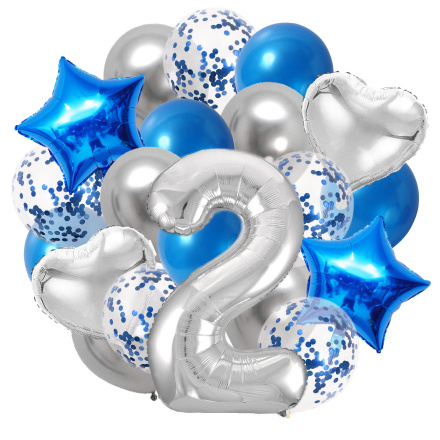 Сине-серебристый набор шаров на 2 года