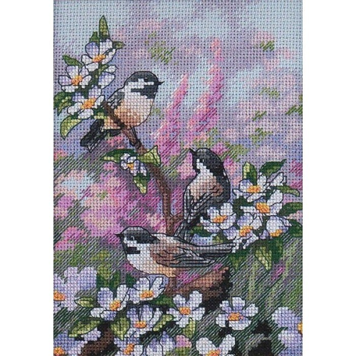 Набор для вышивания Dimensions Chickadees in Spring (Синички весной петит) 06884  #1