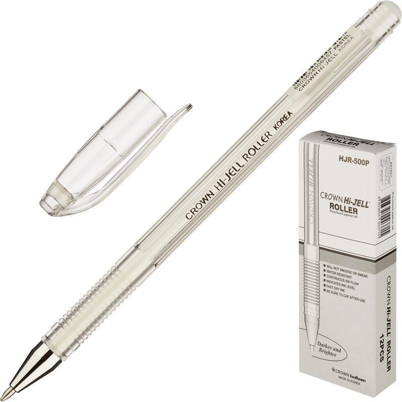 Ручка гелевая Crown белая (толщина линии 0.7 мм) 12шт #1