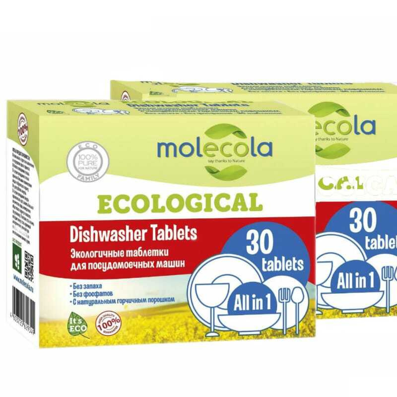 Molecola Таблетки для посудомоечных машин, экологичные, для мытья посуды, 30 шт. х 2 шт., 60 шт.  #1