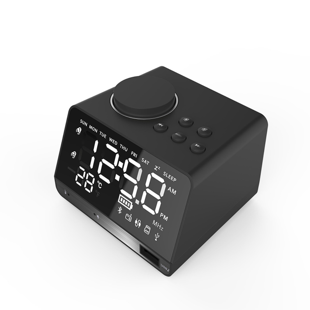 Часы будильник электронный MyPads A130105 с FM радио встроенной Bluetooth колонкой USB зарядкой microSD #1
