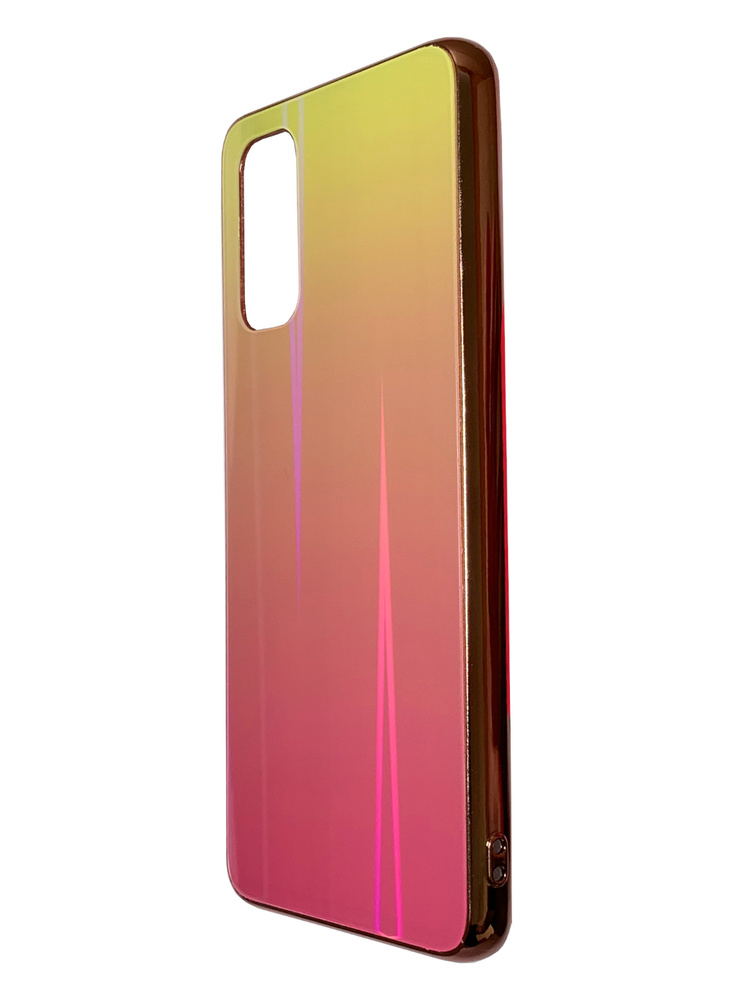 Накладка пластиковая Омбре с силиконовой окантовкой для Samsung Galaxy S20 розовый  #1