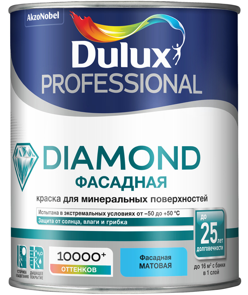 Краска фасадная водно-дисперсионная Dulux Diamond гладкая база BW 1 л  #1