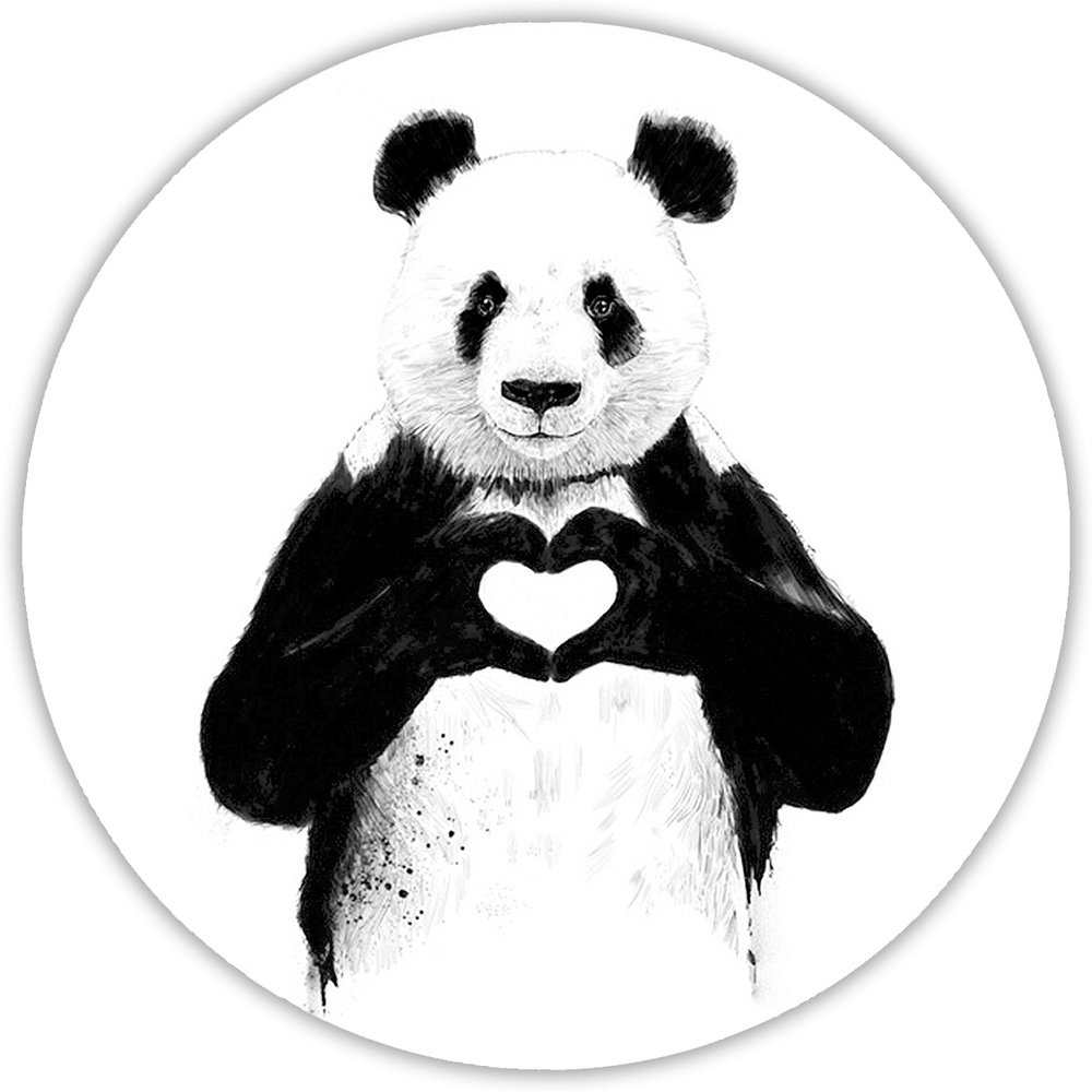 Резиновый коврик для мыши "Любовь панды" (20 x 20 см x 3 мм) #1