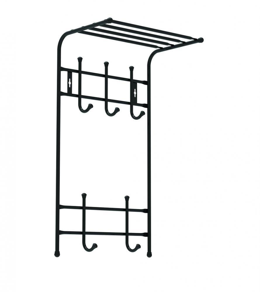 Вешалка настенная Nika 2-х ярусная с полкой, 5 крючков, ВПТ5/Ч, цвет Черный, 410х255х745 мм  #1