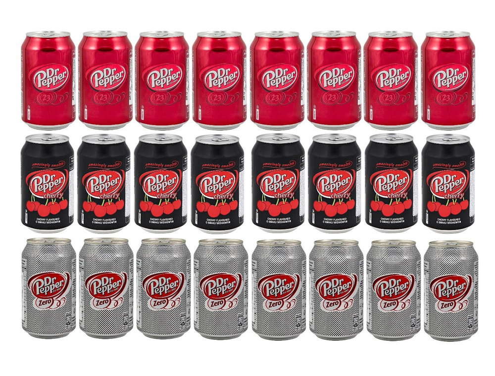 Набор газированных напитков Dr Pepper Classic, Cherry, Zero (Доктор Пеппер Классик, Черри, Зеро), 24 #1