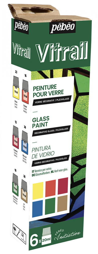 Набор красок по стеклу "PEBEO" Vitrail "Открытие" по стеклу 6 цв. 20 мл 756421  #1