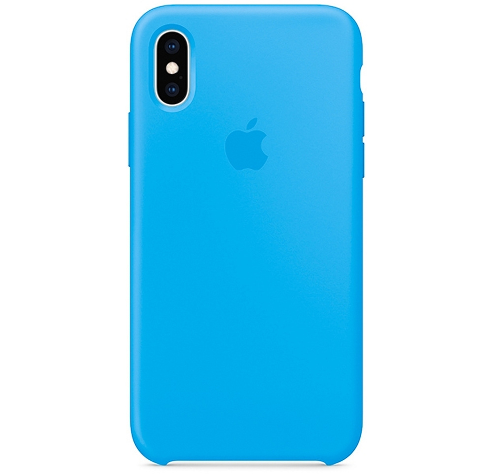 Силиконовый чехол для смартфона Silicone Case на iPhone Xs MAX / Айфон Xs MAX с логотипом, голубой  #1