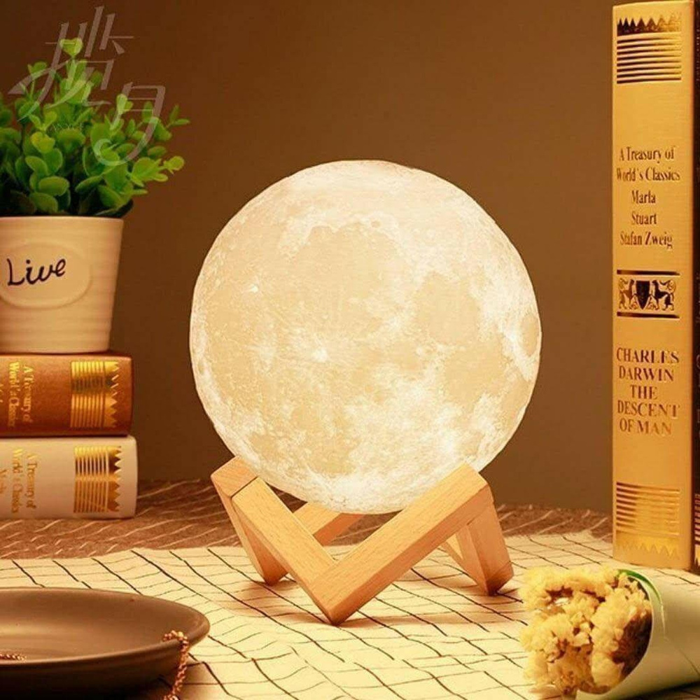 Реалистичный 3D Светильник Луна Livex Moon Lamp 15см с пультом д/у, сенсорный, беспроводной, 16 цветов #1