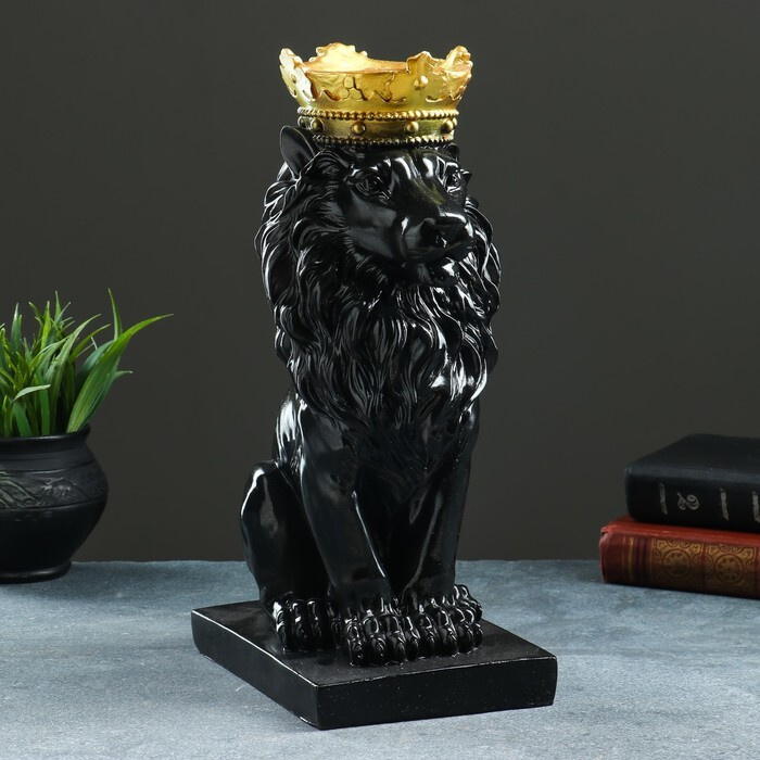 Копилка "Лев с короной", черный с золотом, 35 см #1