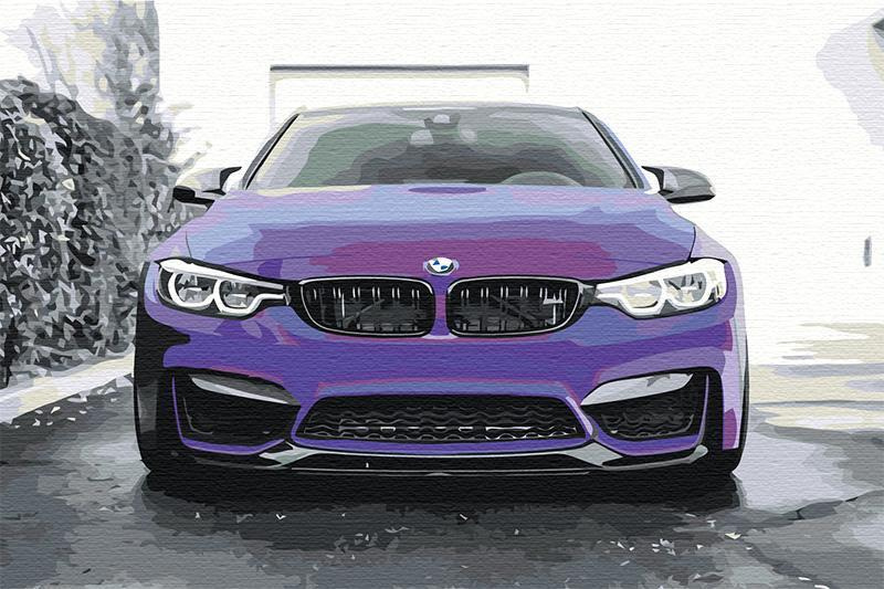 BMW Раскраска картина по номерам на холсте с неоновыми красками 40х60  #1