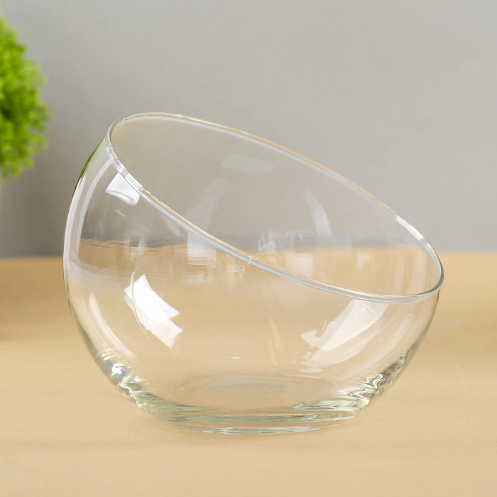 Ваза-шар "Анабель" косой срез, 0,8 л, 12 х 12 х 9,5 см, стекло прозрачная настольная интерьерная стеклянная #1