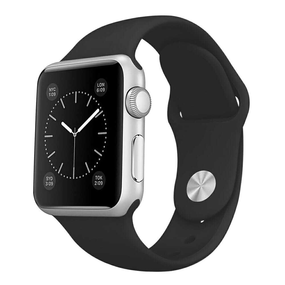 Силиконовый ремешок для смарт-часов Apple Watch series 1-7 (38/40/41 мм, размер M/L), черный  #1