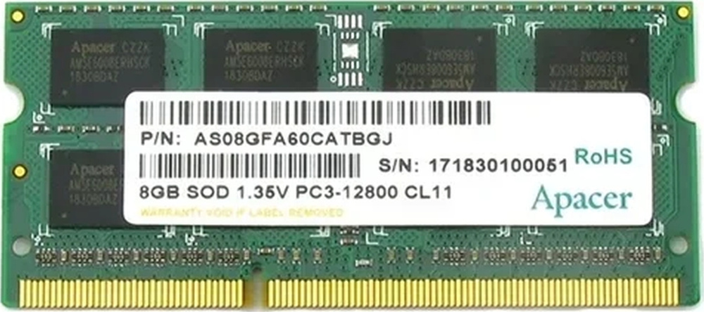 Apacer Оперативная память DDR3L 1600 МГц 1x8 ГБ (DV.08G2K.KAM) #1
