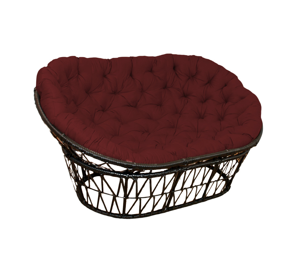 Садовый диван Валенсия, KALYMERA, плетеный ротанг, мягкое сиденье, двухместный, бордовый  #1