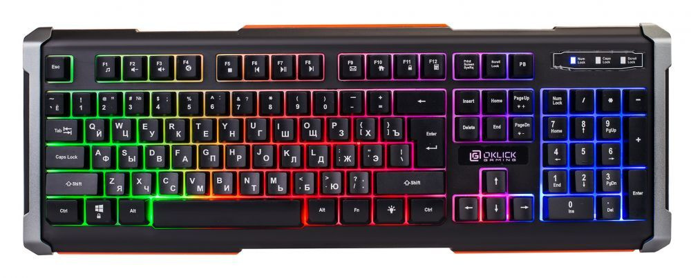 Клавиатура Оклик 710G BLACK DEATH, черный/серый, USB, Multimedia, for gamer, LED  #1