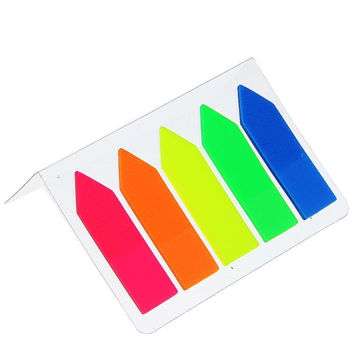 Блок - закладки с липким краем Calligrata "Стрелки", пластик, 24 листа, флуоресцентный, 5 цветов, 12 #1