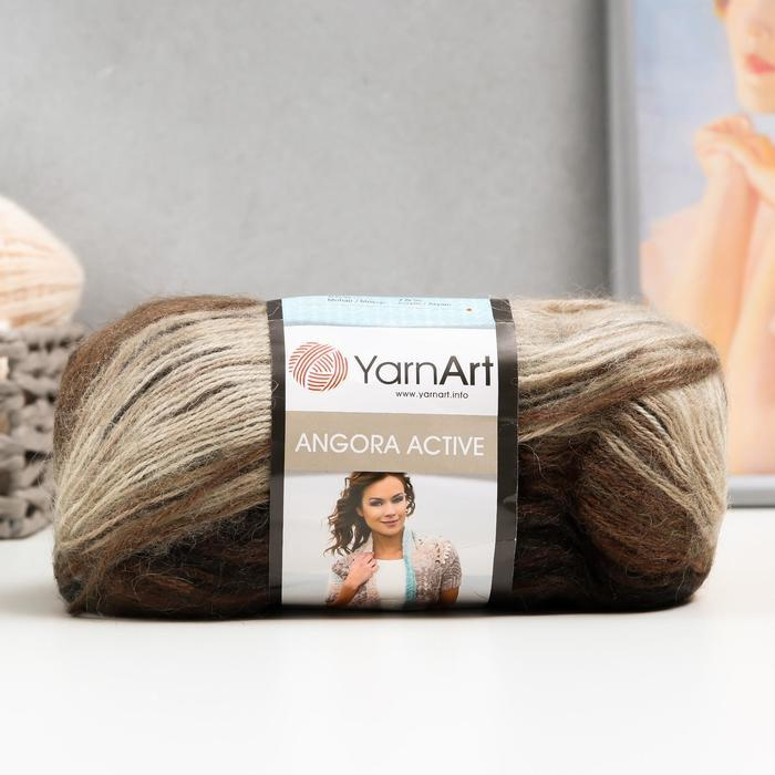 Пряжа для вязания YarnArt "Angora Active" 25% мохер, 75% акрил 500м/100гр, 849 белый-бежевый-коричневый #1