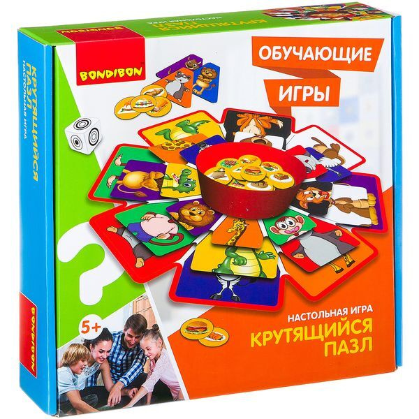 Обучающие игры Bondibon Настольная игра КРУТЯЩИЙСЯ ПАЗЛ #1