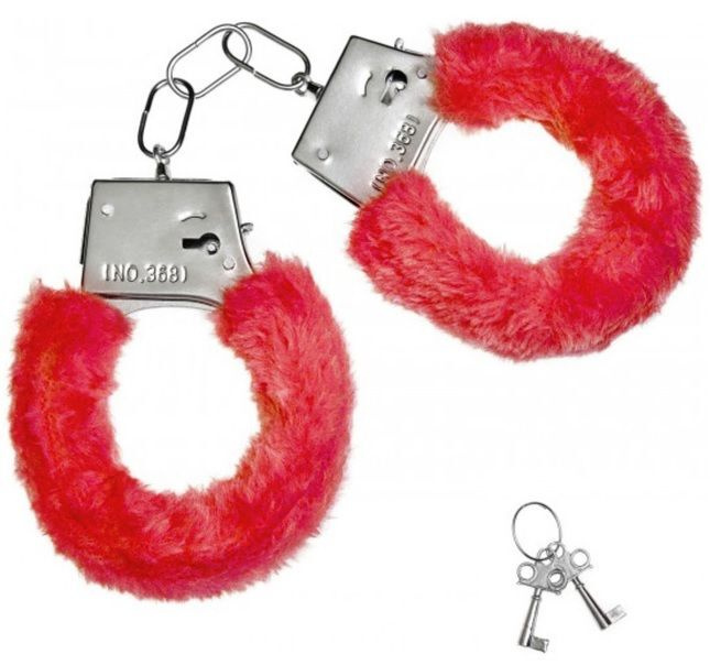Красные плюшевые наручники с ключиками #1