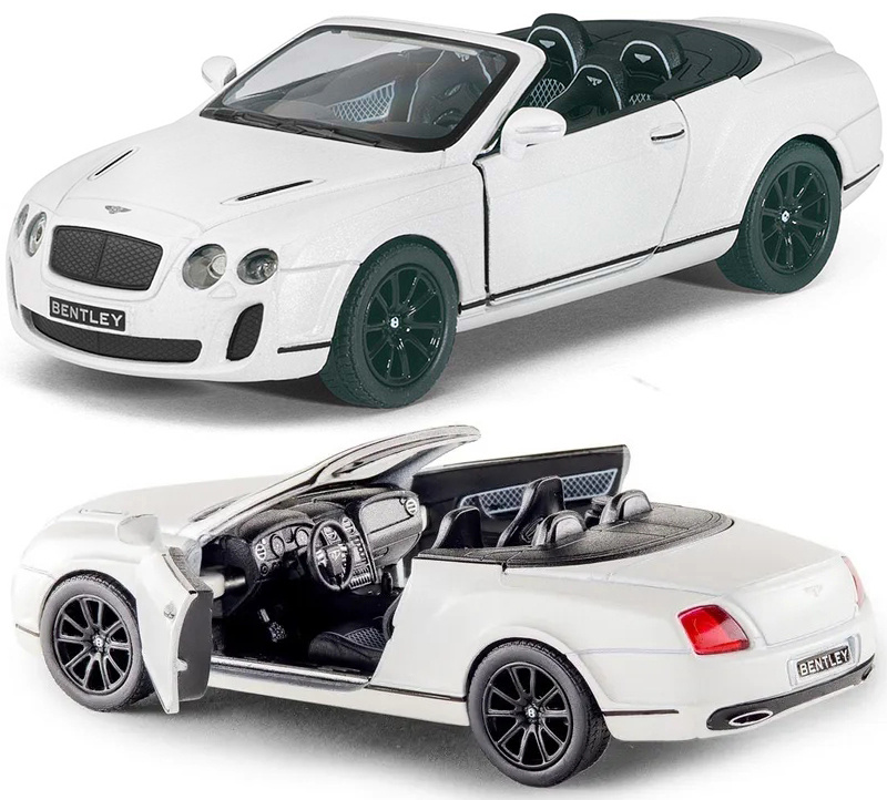 Машинка металлическая Kinsmart 1:38 Bentley Continental Кабриолет 5353DKT инерционная, двери открываются #1