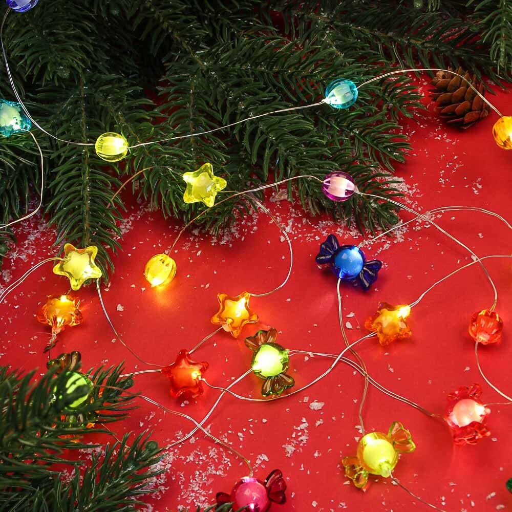 Гирлянда новогодняя интерьерное украшение на елку "Нить" "Новогодние игрушки" светодиодная 1.5 метра #1