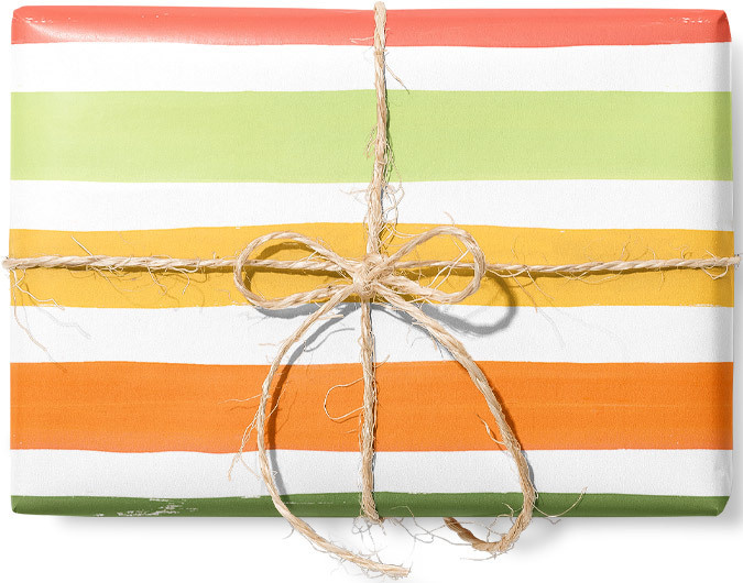 Упаковочная подарочная бумага Широкие зелёно-жёлтые полосы Красота в Деталях лист 70х100 см  #1
