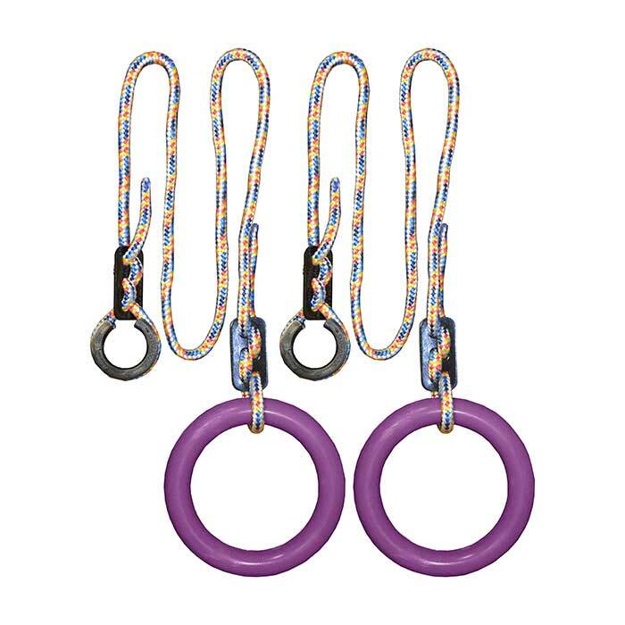 Кольца гимнастические детские спортивные для турника круглые (комплект: 2 кольца, шнур, крепление) Фиолетовые #1