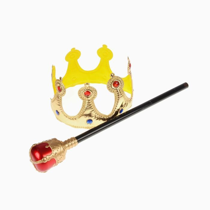 Карнавальный набор Царский , 2 предмета: корона, скипетр  #1