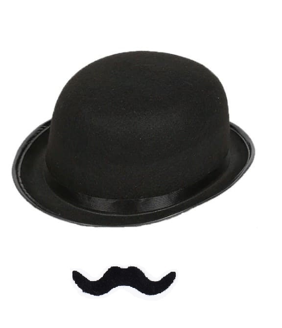 Шляпа "Котелок" в стиле Чарли Чаплин с усами, размер 56-58 #1