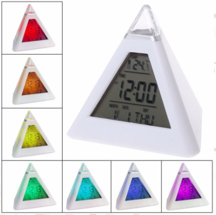 Светодиодные цифровые часы / будильник в форме пирамиды с изменением цвета / отображением температуры, #1