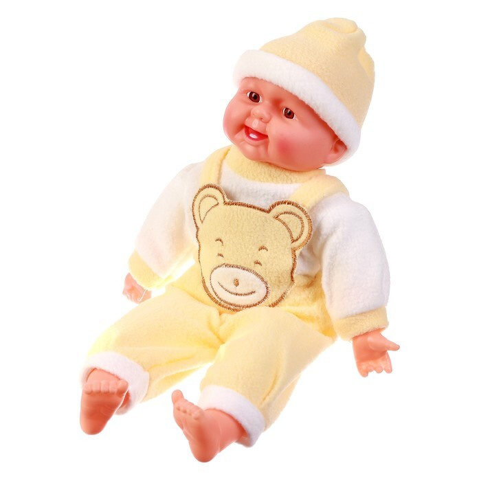 Мягкая игрушка "Кукла" жёлтый костюм, хохочет #1