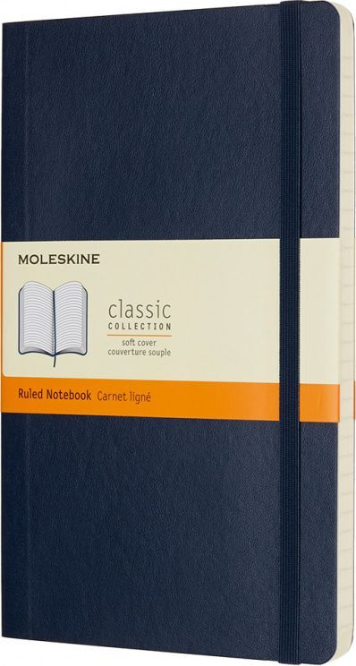 Записная книжка в линейку Moleskine Classic Soft Large, В6, сшитый, полиуретан, 96 л, синий  #1