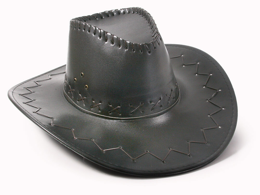 Шляпа Ковбоя карнавальная Черная, искусственная кожа. #1